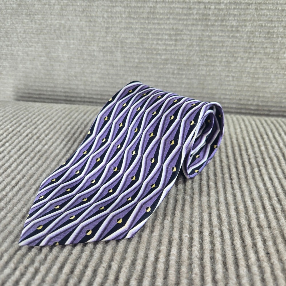 Kilburne and Finch Mens Purple Geometric Silk Necktie